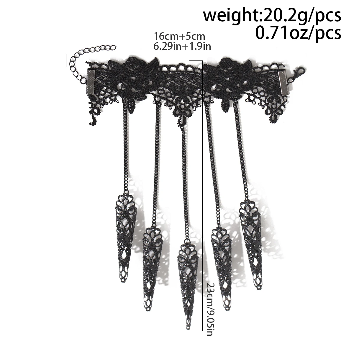 IngeSight.Z Gothic Black Hollow Lace Nail Set Bracelet for Women Goth Halloween Ghost Finger Bracelet Holiday Party Jewelry 5 IngeSight.Z Gothic Black Hollow Lace Nail Set Bracelet for Women Goth Halloween Ghost Finger Bracelet Holiday Party Jewelry 5
