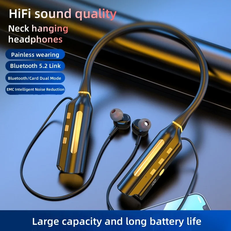 Neck mounted wireless earphones for sports and running use