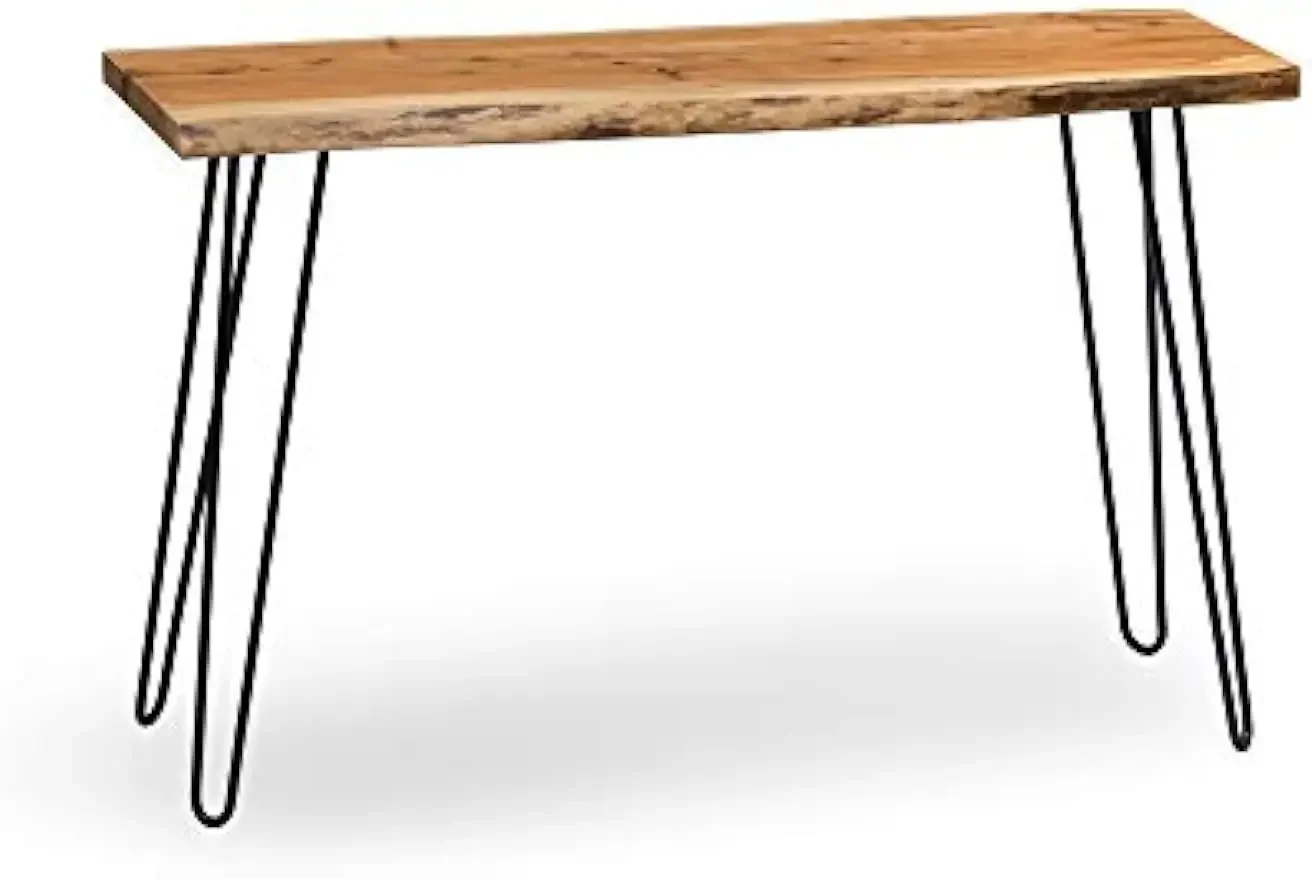 

Hairpin Natural Wood with Metal 48" Media Console Table, Live Edge, 16 in x 48 in x 30 in