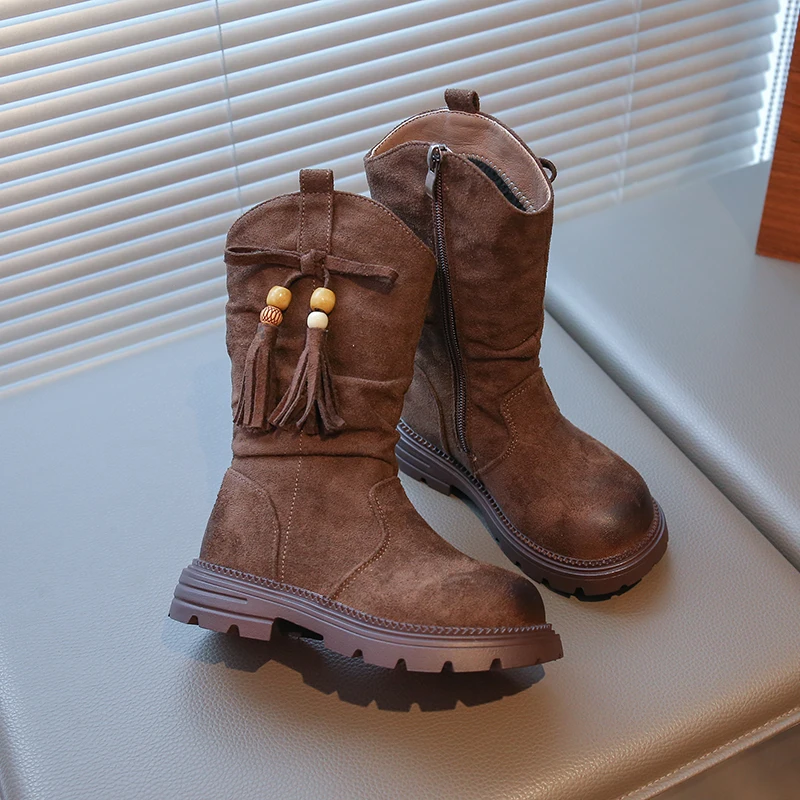 Suede Leather Ankle Boots for Girls Winter