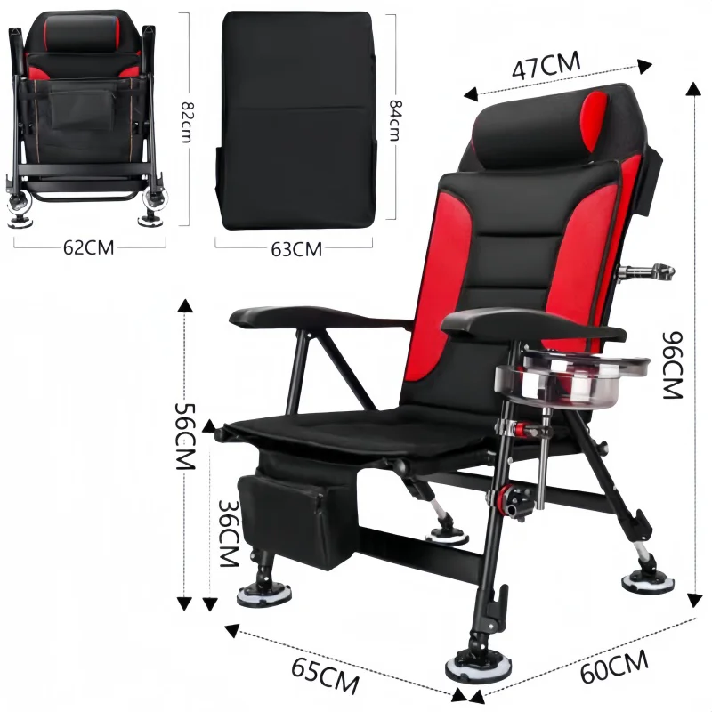 Outdoor 5 Gear Adjustable Fishing Chair Beach Chair Portable Folding Aluminum Alloy Camping Camping Fishing Equipment