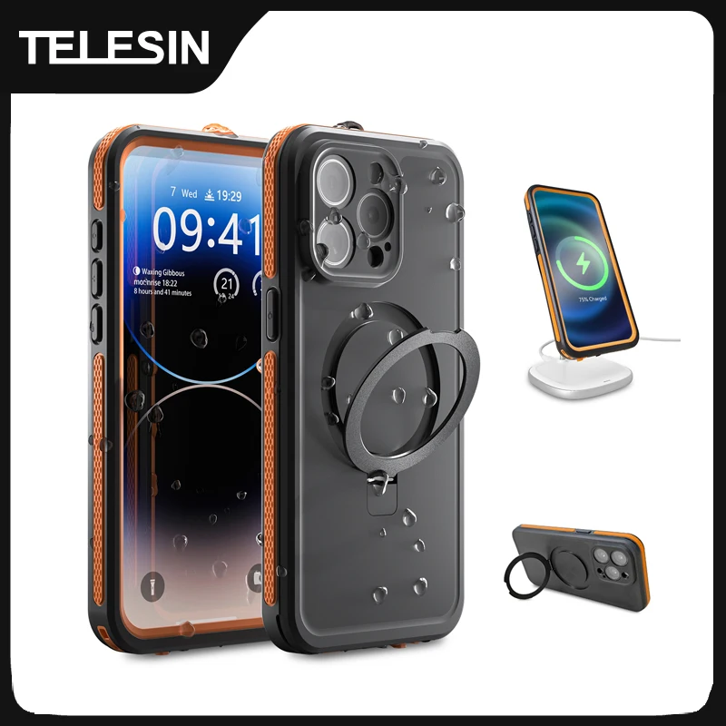 TELESIN IP68 Waterproof Case For IPhone 15 15 Pro Pro Max Phone Drop proof Cover Diving Underwater Swim Outdoor Protection
