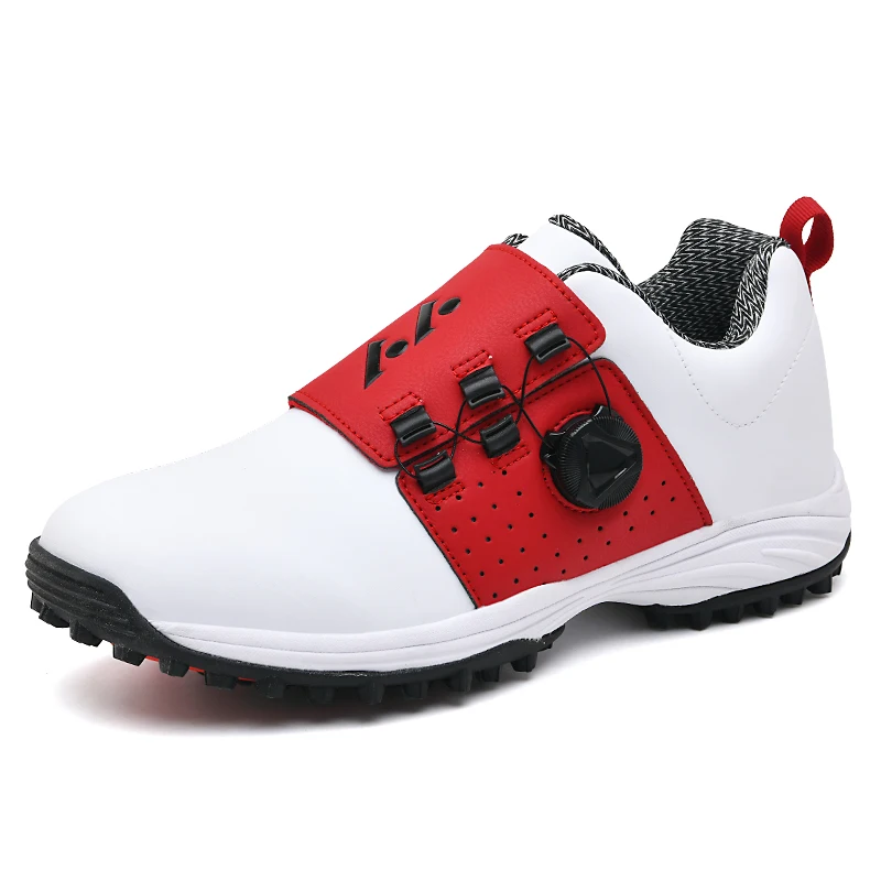 Men Professional Golf Shoes Waterproof Spikes Golf Sneakers Black White