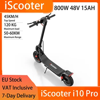 Scooter elettrico per adulti iScooter i10Pro 10" - 800 W 48 V 15 Ah, portata 50-60 km, 45 km/h, doppia sospensione, doppi freni, APP, nero