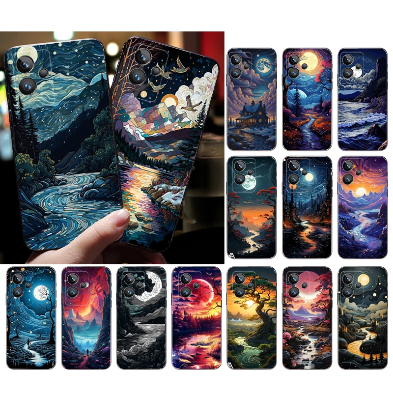 

Moon Night Landscape Case For OPPO Realme 10 Pro Plus GT 2 Pro X2 Pro XT C25S 8 7 6 Pro 6i GT Master C3 C21 C21Y X3 SuperZoom