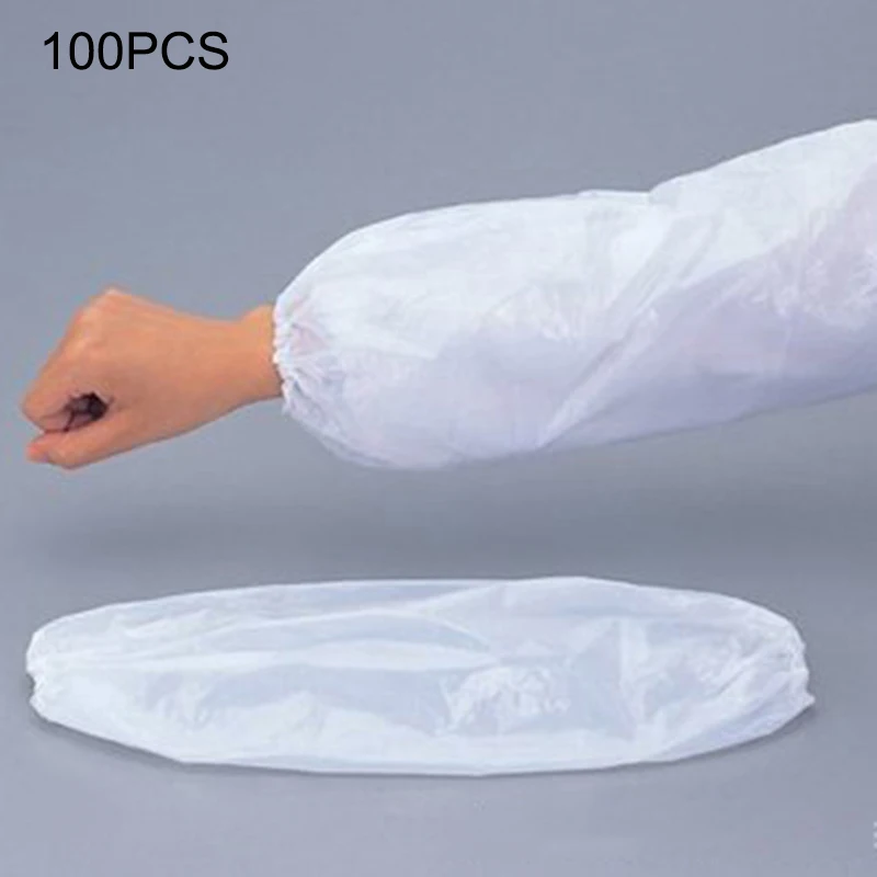 100 Pcs Disposable Waterproof Oversleeves Thickened PE Plastic Dust And Oil Resistant Protective Arm