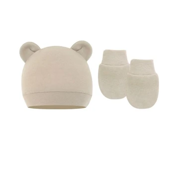 L5BB cappello da bambino neonato con guanti autunno inverno caldo cotone roba bambini