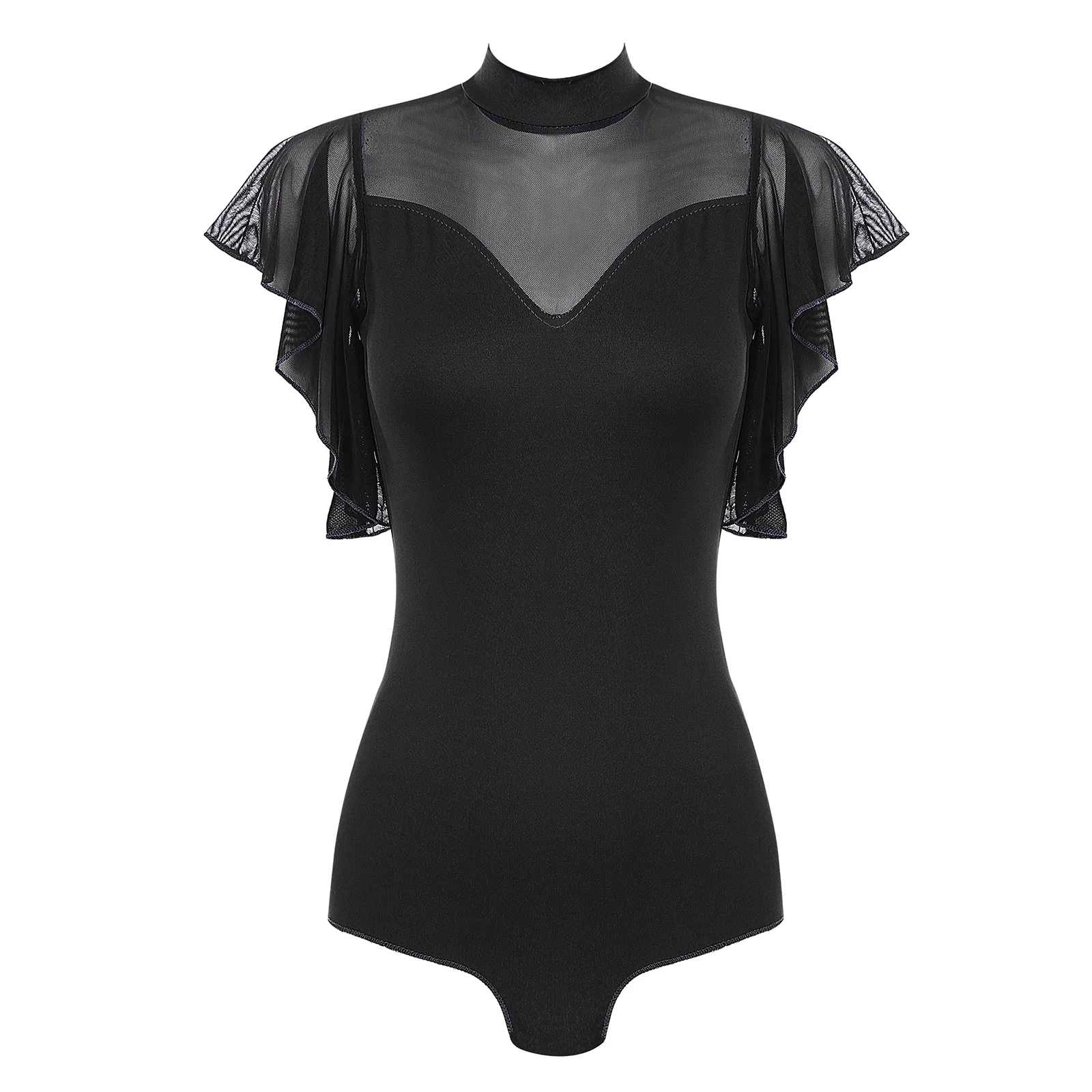 Womens Elegant Latin Dance Bodysuit Mesh Splice Leotard Bottominng Shirt Tops for Ballet Dance Ballroom Samba Cha-Cha Costumes dance bodysuit