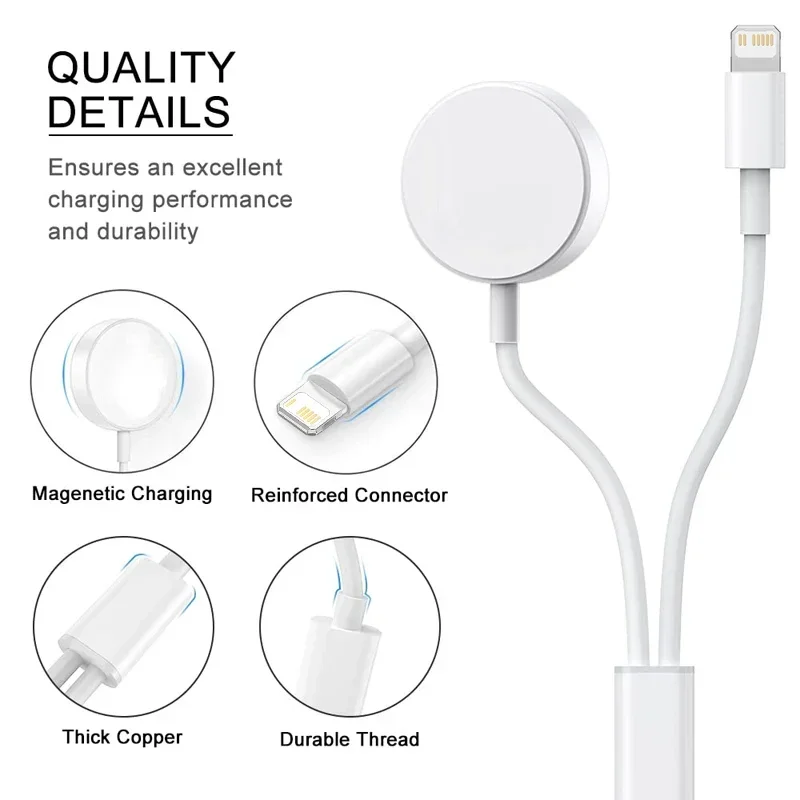 Cable For Apple iWatch Wireless Charger Watch 8 7 6 SE Charging For iPhone 14 13 12 11 USB Lightning Charging Cable
