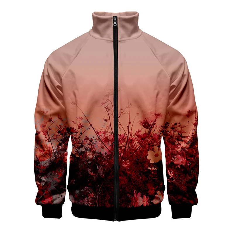 thumbnail image 1 of Chaqueta retro con estampado 3D de plantas y flores para hombre, abrigo de calle de gran tamaño, chaqueta con cremallera y estampado floral, ropa para mujer y niño, 1 of 5
