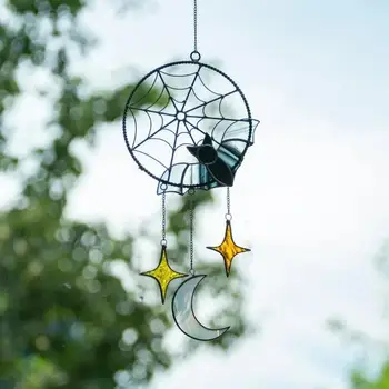 Creative Wind Chimes Halloween Gothic Bat Moon Star Hanging Ornament Window Wall Pendants Holiday Party Home Decoration