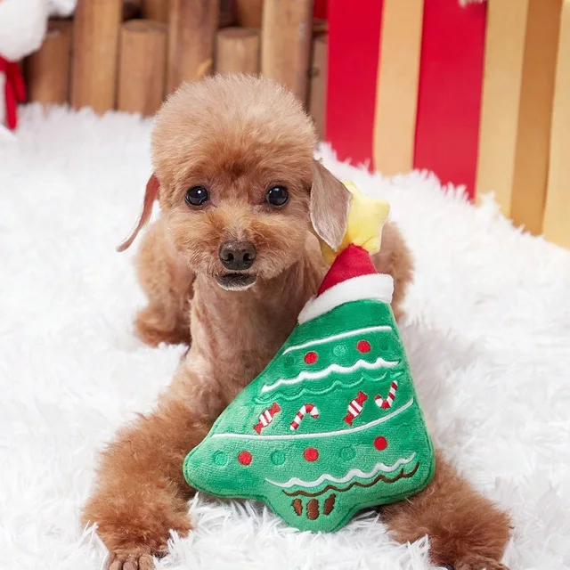 Christmas Cute Dog Plush Toys Interactive Squeaky Dog Chewing Toys for Entertainment and Teeth Cleaning Pet Supplies for Dog Cat 3