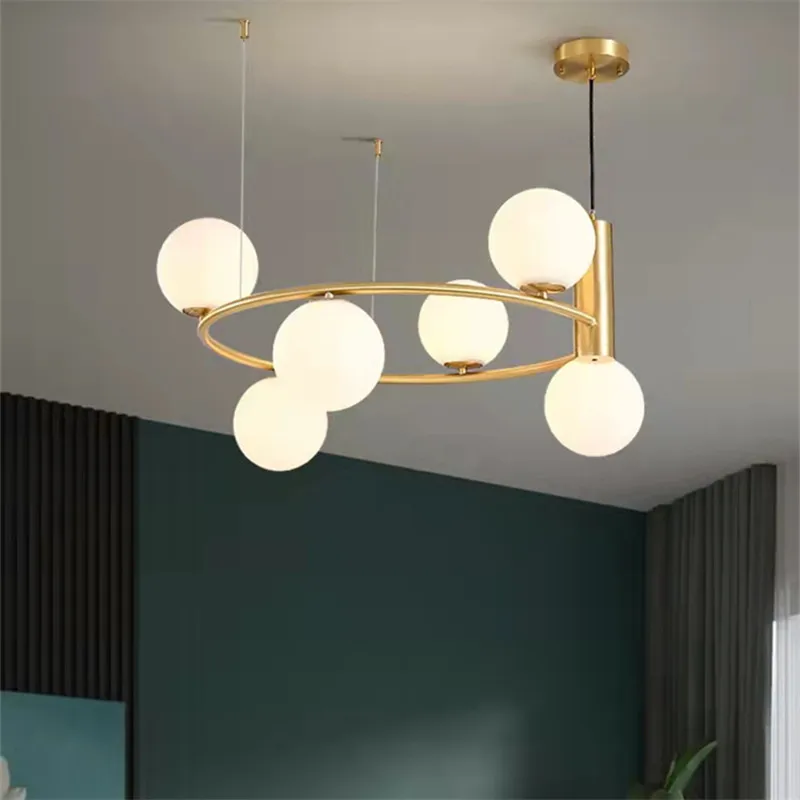 

Скандинавская Круглая Люстра, дизайнерская светодиодная стеклянная лампа G9 для гостиной, центрального стола, спальни, домашний декор, роскошная фотолюстра для спальни