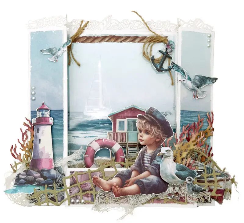 Sea Lighthouse Shell Hope Blister Metal Cutting Die Silicone Stamp Scrapbook Stencil Photo Album DIY Paper Embossing