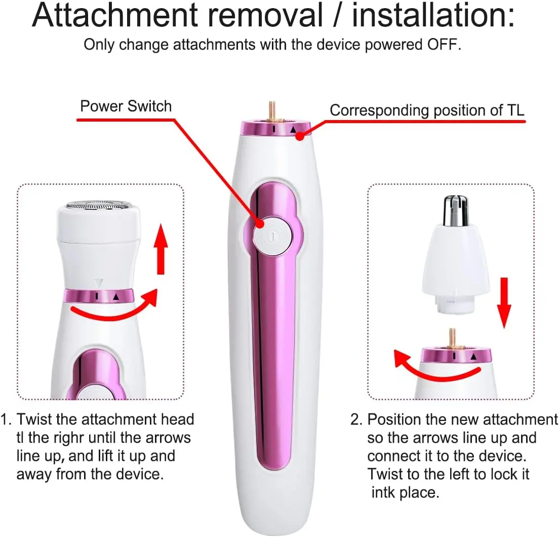 6 In 1 Electric Epilator Hair Shaver Trimmer Painless Cordless Razor For Eyebrow Bikini Leg Underarm Facial Hair Removal Clipper 2