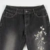 Floral Embroidery Jeans Vintage 2000s Low Rise Flared Jeans Women Retro y2k Baggy Denim Pants High Street Basic Trousers 6