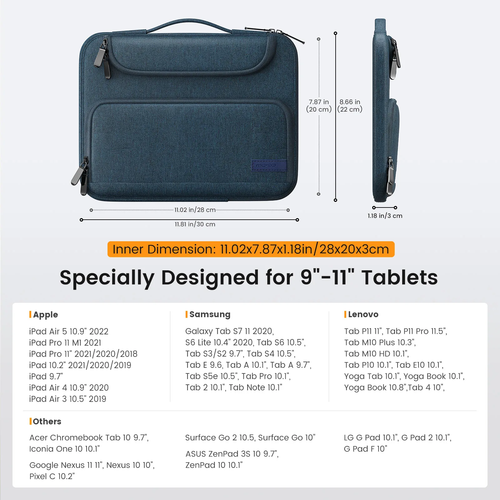 Moko 911 Polegada Tablet Luva Case para Galaxy Tab s8 11 Ipad ar 10.9 2023 Ipad Pro 11 Bolsa de Poliéster Impermeável com Duplo - Imagem 5