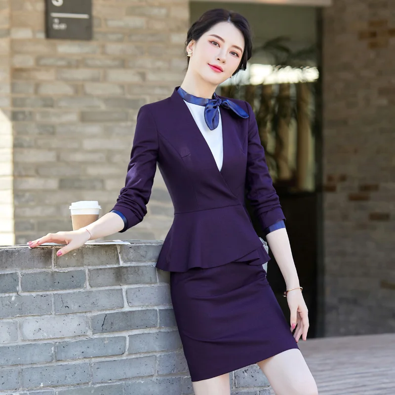 purple jacket and skirt