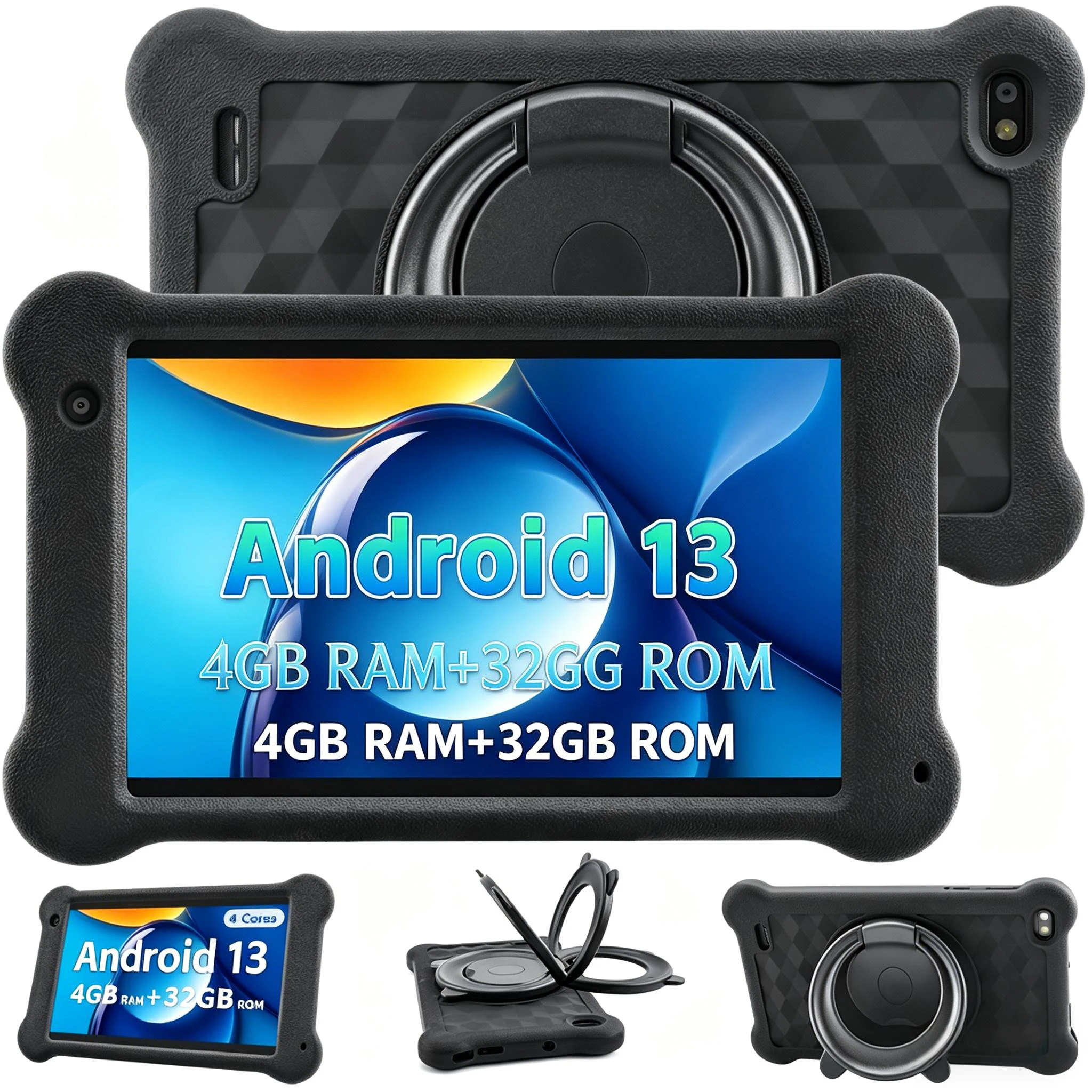 파이탄리 안드로이드 13 태블릿 7인치 HD IPS 터치스크린 쿼드코어 4GB 램 32GB 롬 와이파이 블루투스 듀얼 카메라 저렴한 태블릿