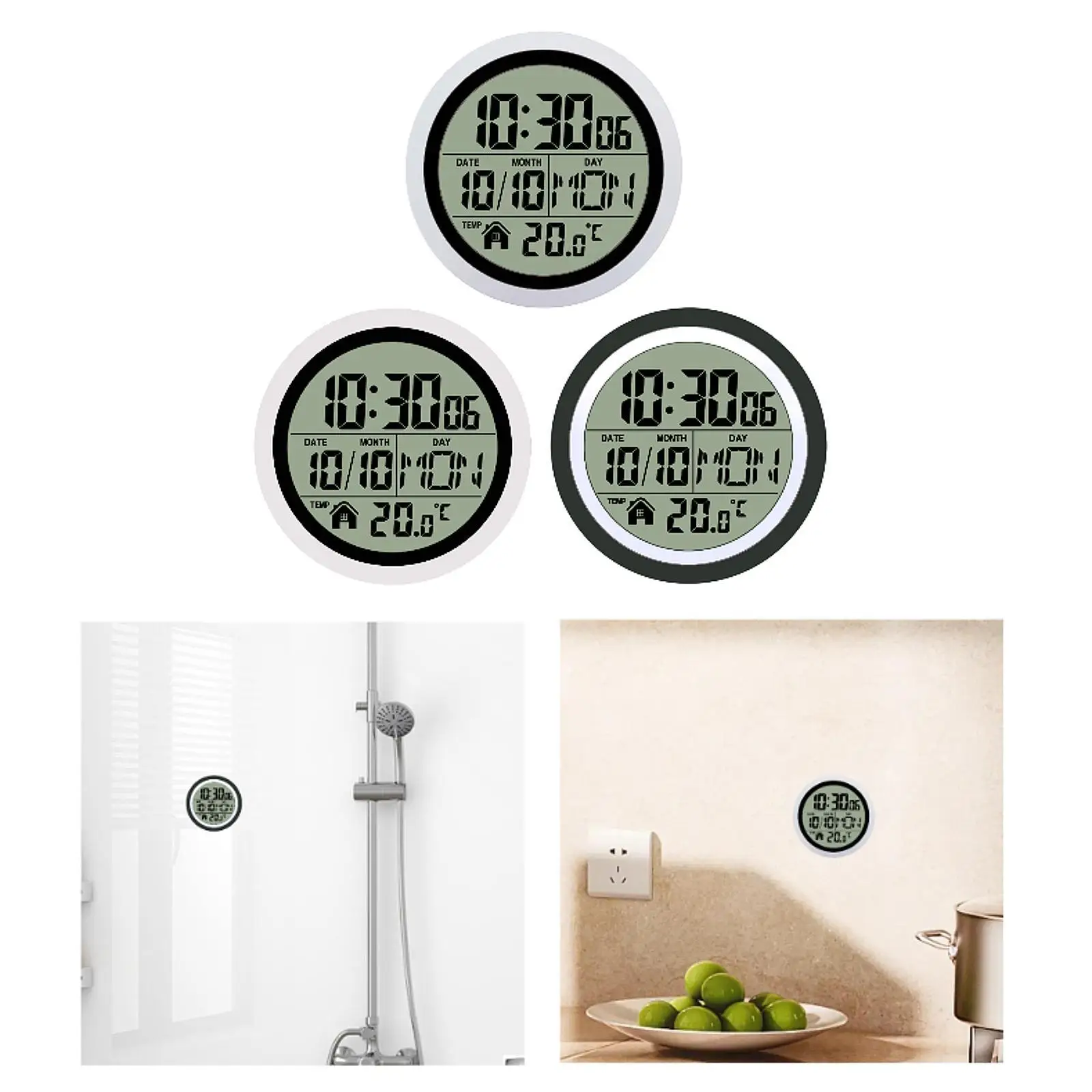 Shower Clock Practical Easy to Use Digital Bathroom Waterproof Wall Clock Small Wall For Living Room Kitchen Bedroom