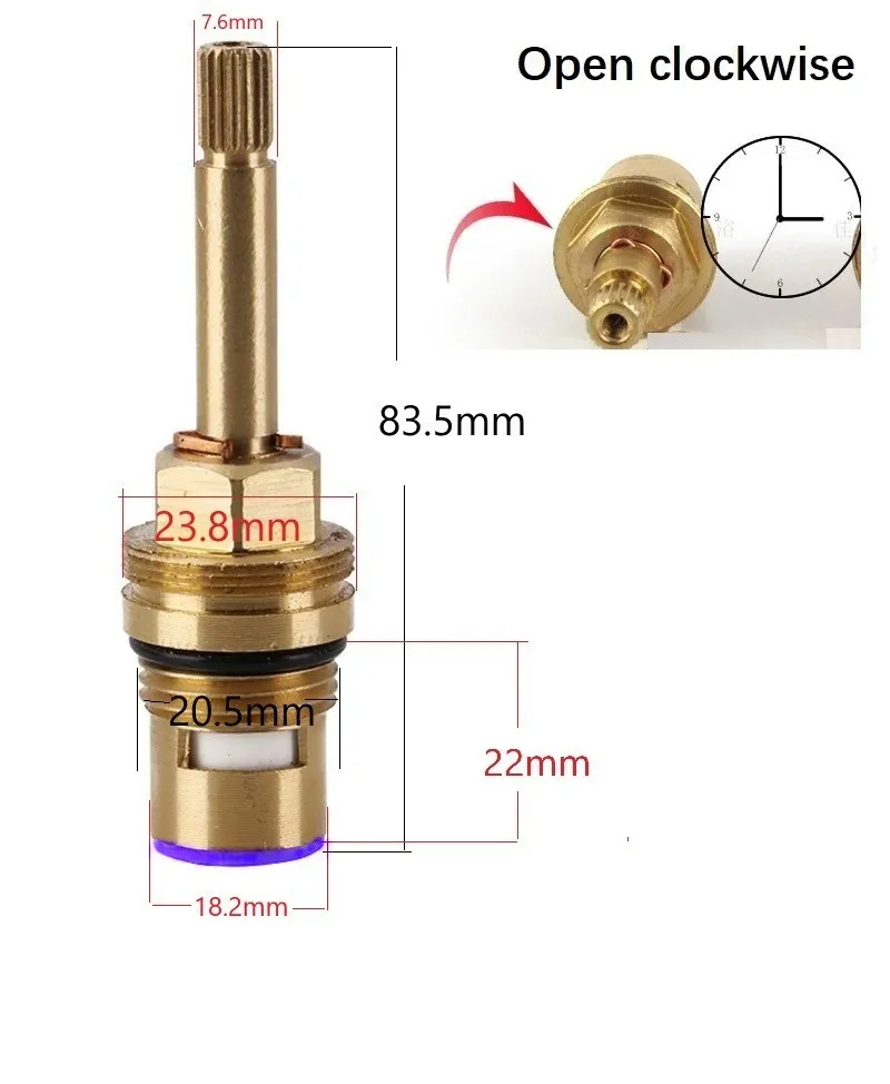 G1/2" Double Thread Brass Faucet Cartridge Tap Parts Valve Brass Quick Opening Valve Cold Water or Hot Water Faucetr Spool