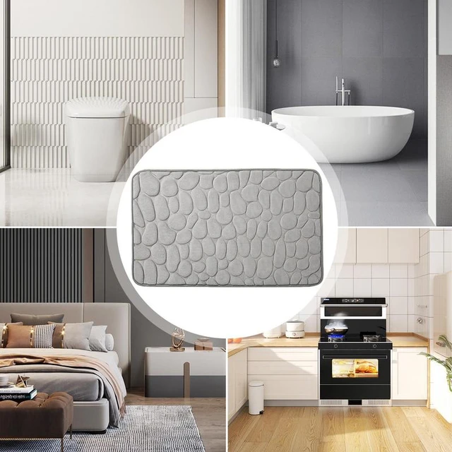 Free Shipping 1pc Bathroom Bath Mat Memory Foam Pad Stone Texture Non-Slip  Gray