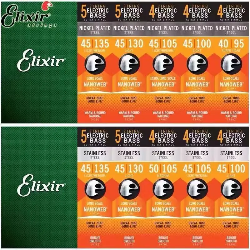 Elixir Strings Nickel Plated Steel 4String Bass Strings w NANOWEB