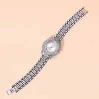 Women Watches Golden Tone Alloy Quartz Watch Stylish Rhinestone Bling Dress Watch Wristwatches, For Xmas 5