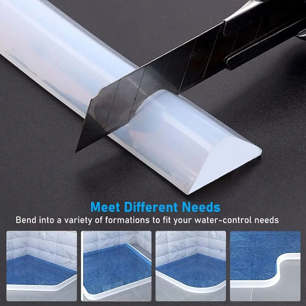 Collapsible Shower Threshold Water Dam Guard for Shower Barrier Door Water Stopper Silicone Wet Dry Separation Kitchen Bathroom Sink shower guard