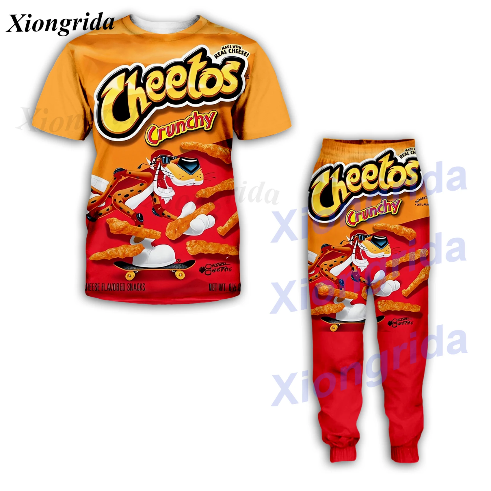 Novelty Cheetos Food Puffs Clothes Set 3D Printed Sweatpants Pants Shorts Hoodies Shirts T shirts Sweatshirts Men Tracksuits New 5