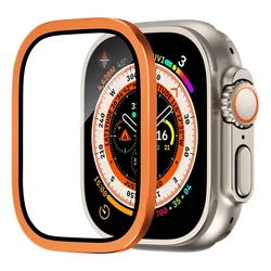 Premium Tempered Glass Screen Protector with Metal Frame for Smartwatch - Anti-Scratch and Durable (Orange)