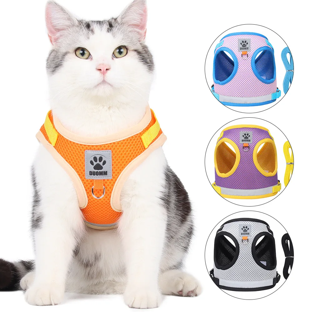 Adjustable Breathable Reflective Cat Harness and Leash Escape