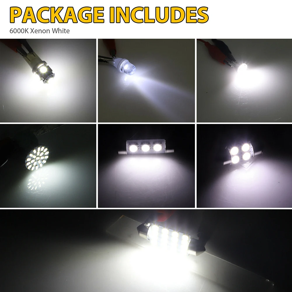 Car LED Lights Interior Lights 6000K 12V T10 168 2825 W5W 921 Kit For Car Vehicle Map Dome Door Trunk License Plate Light Bulb 6