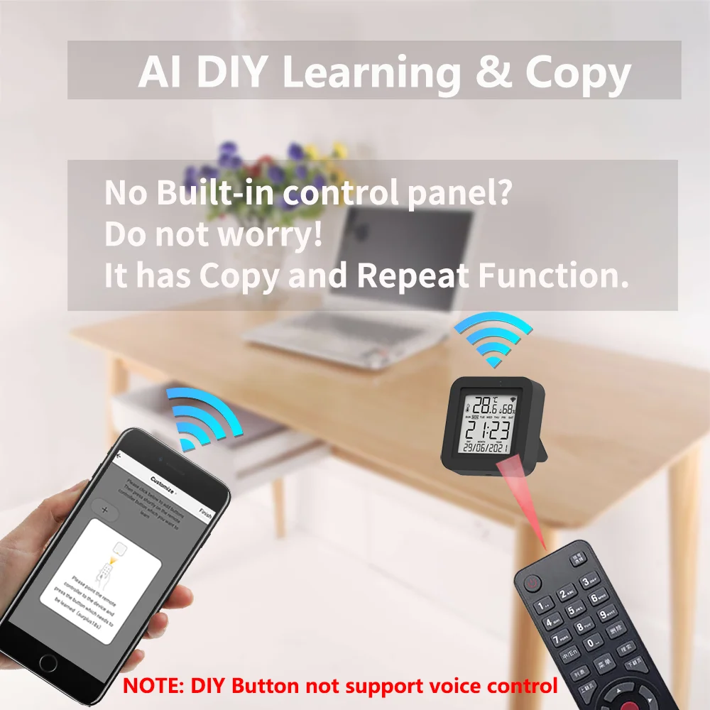 Smart IR Remote Control Smart Temperature Sensor Tuya WiFi IR Remote For Smart Home Air Conditioner TV AC Works with Alexa Google Home Yandex Temperature Humidity Sensor