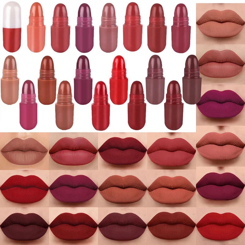 

18 Colors Pill Lipstick Set Pill Shaped Lipstick Long-Lasting Waterproof Non-Fading Lipsticks Makeup For Women Birthday Gift