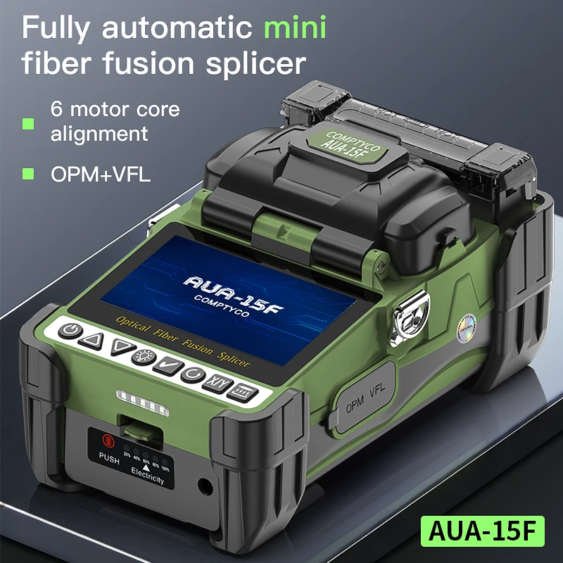 COMPTYCO AUA-15F/L-70C 미니 광섬유 융착접속기 터치스크린 6모터 FTTH 광섬유 융착기 내장 OPM VFL