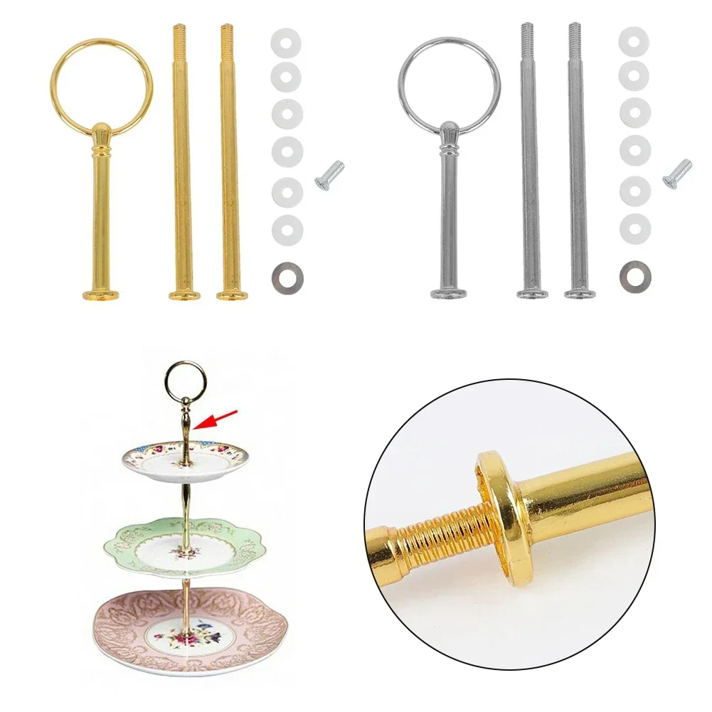 Stylish Practical Cake Cupcake Plate Stand Fitting Handle Rod Enjoy Perfect Cake Display Gold or Silver cake stand
