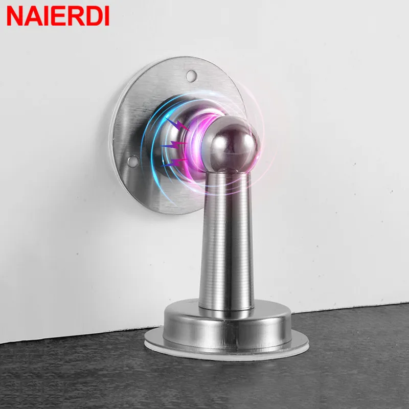 Stainless Steel Magnetic Door Stop Rolha de Parede Heavy Duty Suporte do Banheiro Móveis Naierdi304