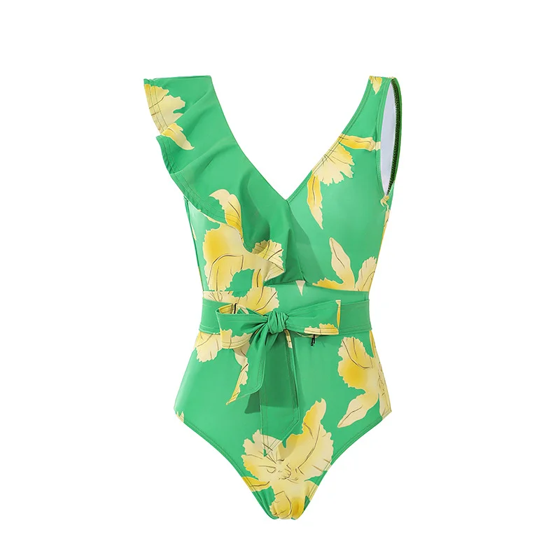 Bodysuit Bikini Sets Women With Long Skirt Cover Ups Bathing Suit Fashion New Print Elegant Sexy Beach Holiday Bodysuit Swimwear