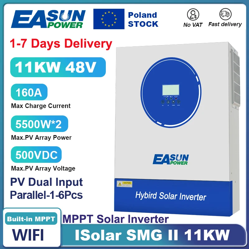 Easun 11kw inversor solar híbrido 48v 230v senoidal puro fora da rede ...