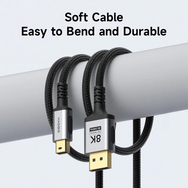 Hagibis 8K Mini DisplayPort to DisplayPort 1.4 Cable 32.4Gbps Bi-Directional Mini DP to DP Compatible with Thunderbolt 2 Laptops