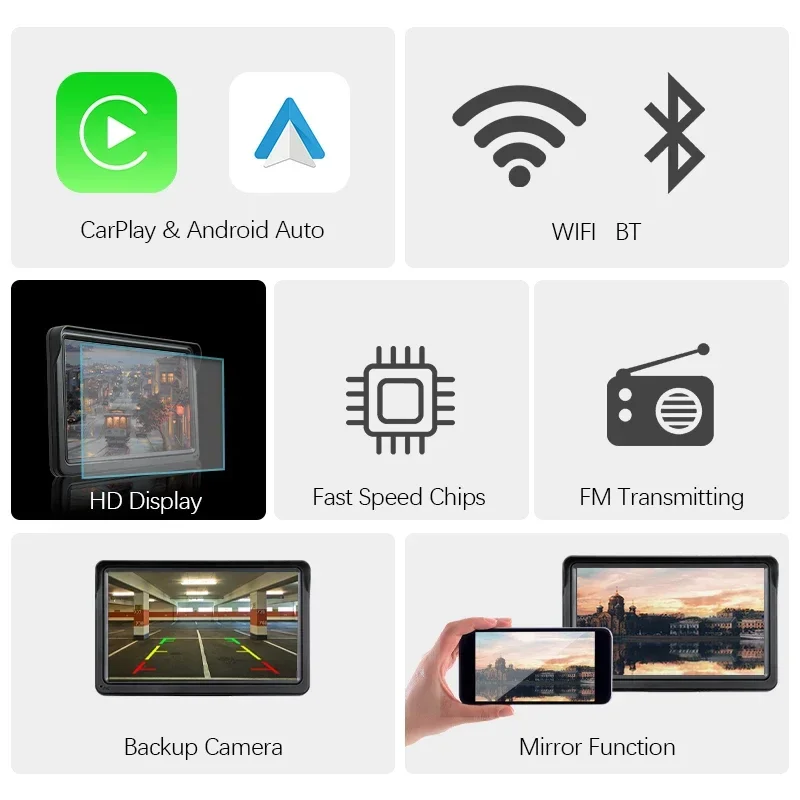 7" Android Auto & CarPlay Car Stereo-Touch Screen MP5 Player with USB/AUX/Bluetooth Backup Camera Support HD Multi car multimedia player wireless carplay adapter wireless carplay smart carplay box multimedia touch screen