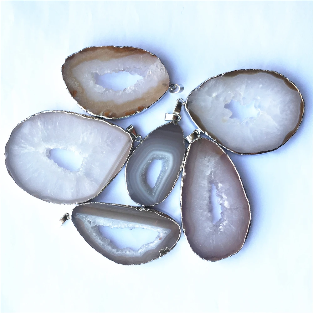New High Quality Natural Stone White Agates Pendants Charms for Jewelry Making DIY Accessories Fit Necklaces Size 5pcs Wholesale