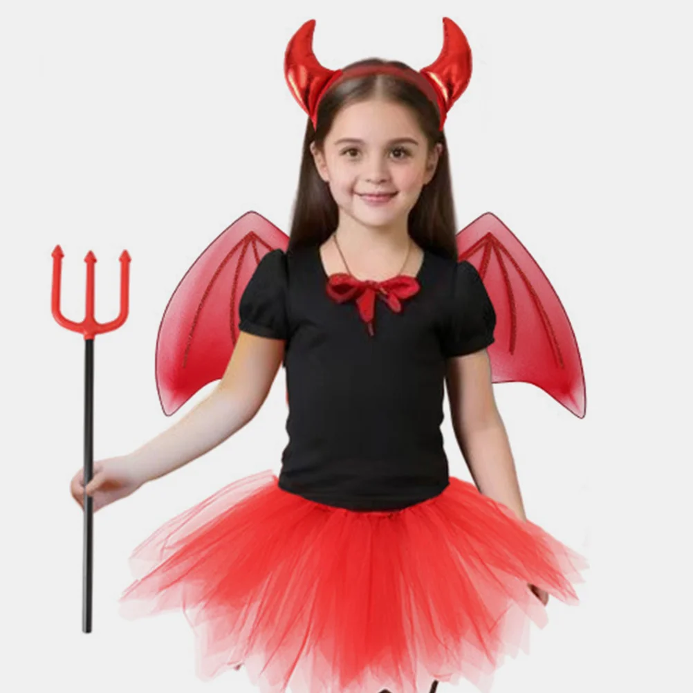 

Demon Wings Set Halloween Costume Decoration Apparel Clothing Kids Performance Cosplay Skirt Headband