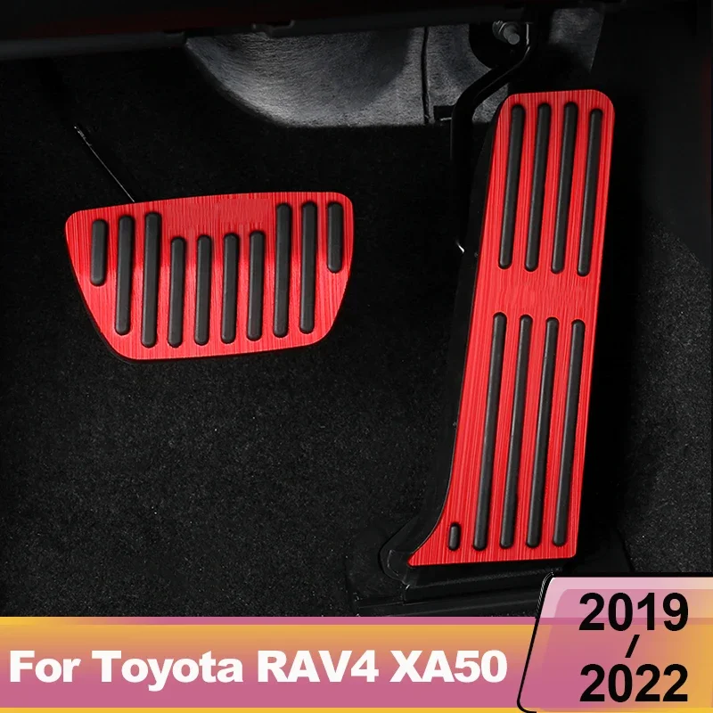 For Toyota RAV4 XA50 Car Accelerator Fuel Brake Foot Rest Pedals Plate Cover Pads Accessories
