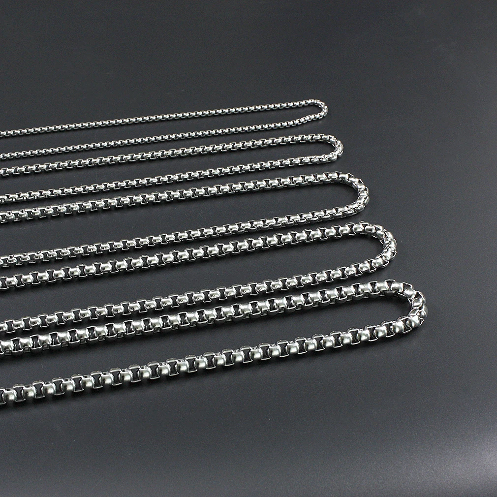 JHJT 스테인레스 스틸 체인 목걸이, 사각형 진주 체인, 힙합 목걸이, 남녀공용 패션 쥬얼리, 액세서리 선물 