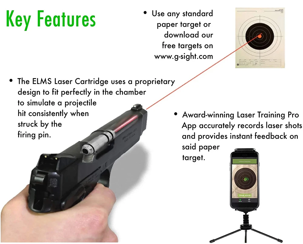 Laser Training Bullet 9mm 380ACP .40 S&W 223Rem Dry Fire Snap Caps Ammo Trainer Cartridge Tactical Pistol Red Dot Bore Sight