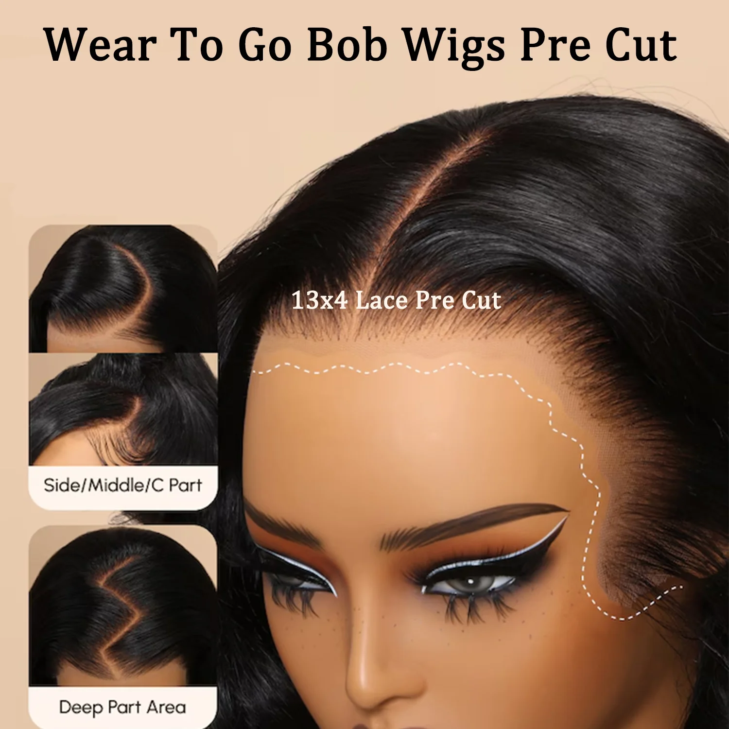 Detalle de la línea del cabello con encaje frontal transparente