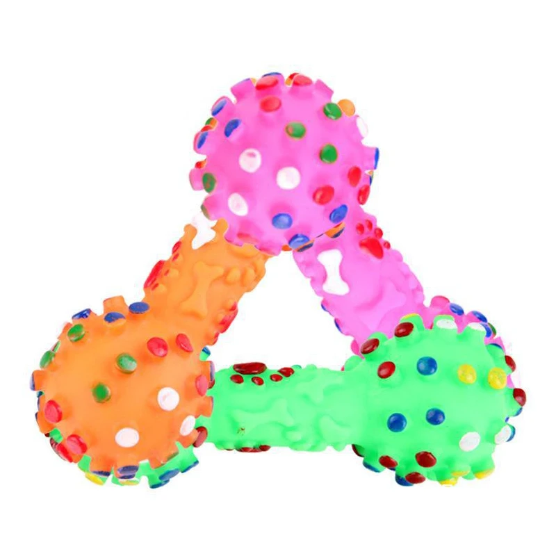 

Pet Supply Colorful Dog Toy Dumbbell Shaped Rubber Squeeze Faux Bone Chew Puppy Toys Cleaning Teeth Entertainment Interactive