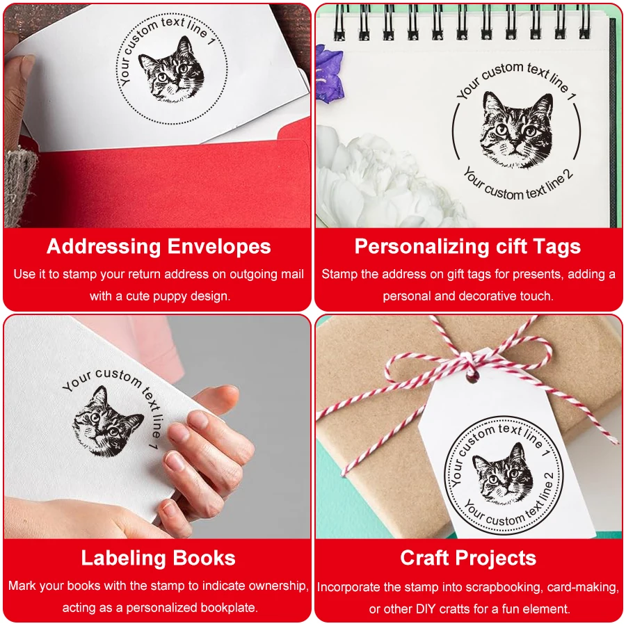 pet portrait stamps, DIY dog shaped stamps, personalized cat and dog souvenir gifts, large-sized 5-color ink